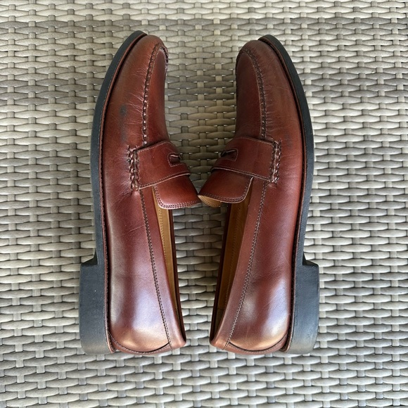 Johnston & Murphy Leather 11.5 M Penny Loafers Slip-On Brown Made in Brazil - Picture 8 of 13